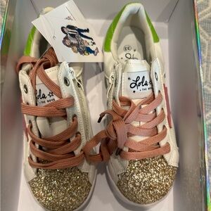 Lola + The Boys Glitter Sneakers - Gold, White, and Pink